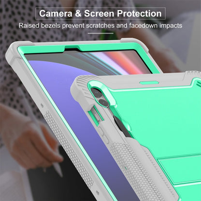 For Samsung Galaxy Tab S9+ Shockproof Silicone Hybrid PC Tablet Case with Holder(Mint Green + Grey) by bashfashion