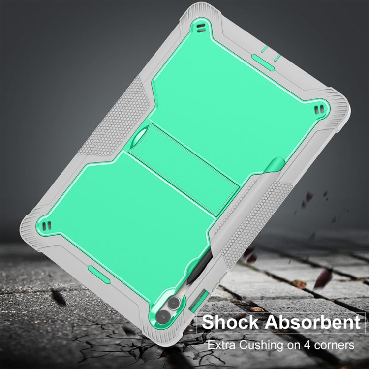 For Samsung Galaxy Tab S9+ Shockproof Silicone Hybrid PC Tablet Case with Holder(Mint Green + Grey) by bashfashion