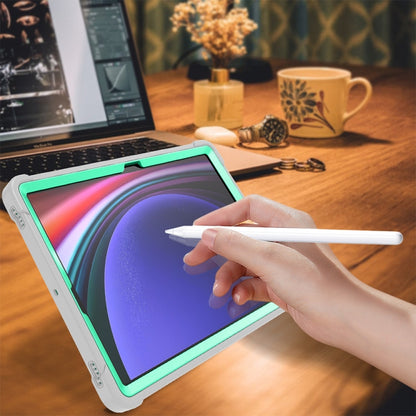 For Samsung Galaxy Tab S9+ Shockproof Silicone Hybrid PC Tablet Case with Holder(Mint Green + Grey) by bashfashion