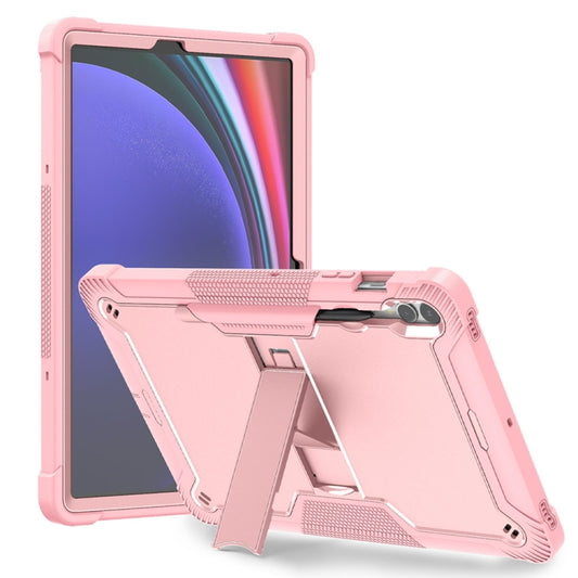 For Samsung Galaxy Tab S9+ Shockproof Silicone Hybrid PC Tablet Case with Holder(Rose Gold) by bashfashion