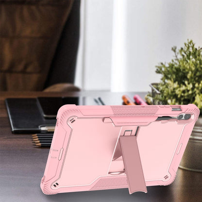For Samsung Galaxy Tab S9+ Shockproof Silicone Hybrid PC Tablet Case with Holder(Rose Gold) by bashfashion