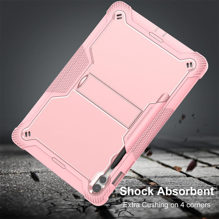 For Samsung Galaxy Tab S9+ Shockproof Silicone Hybrid PC Tablet Case with Holder(Rose Gold) by bashfashion