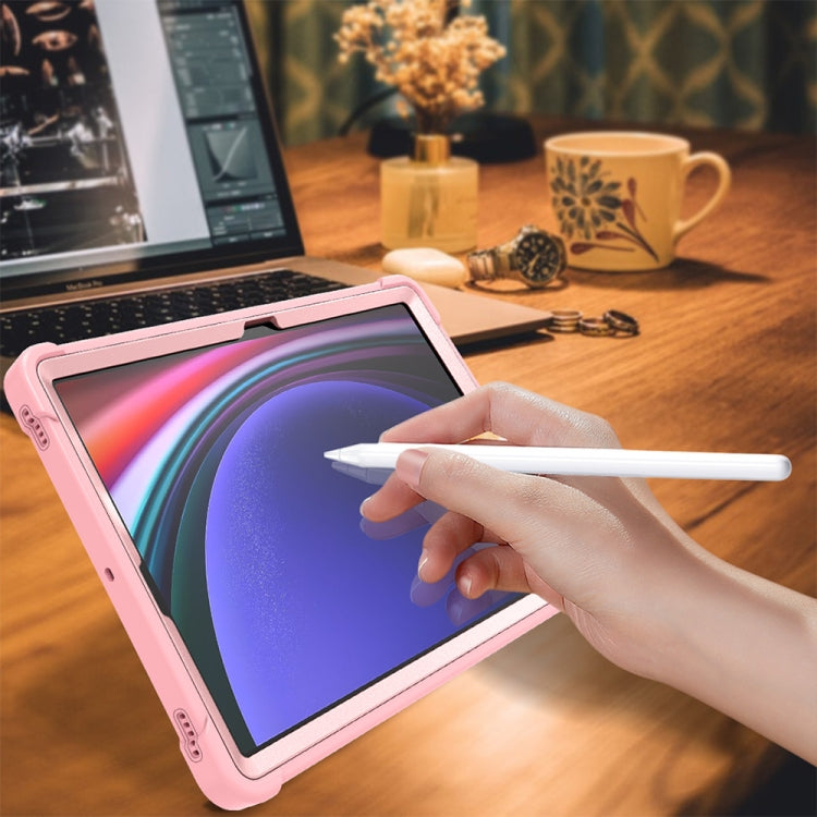 For Samsung Galaxy Tab S9+ Shockproof Silicone Hybrid PC Tablet Case with Holder(Rose Gold) by bashfashion