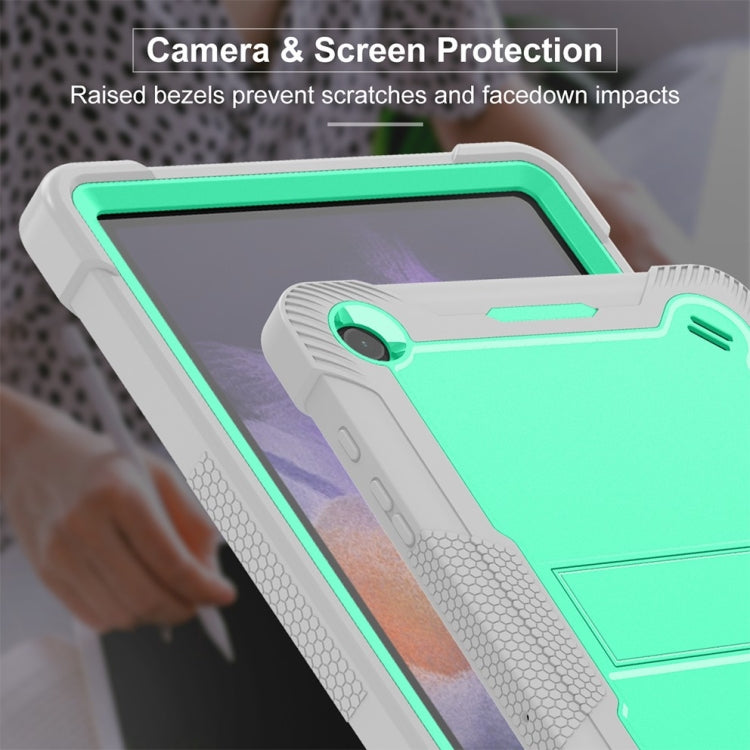 For Samsung Galaxy Tab A9+/A11+ Shockproof Silicone Hybrid PC Tablet Case with Holder(Mint Green + Grey) by bashfashion