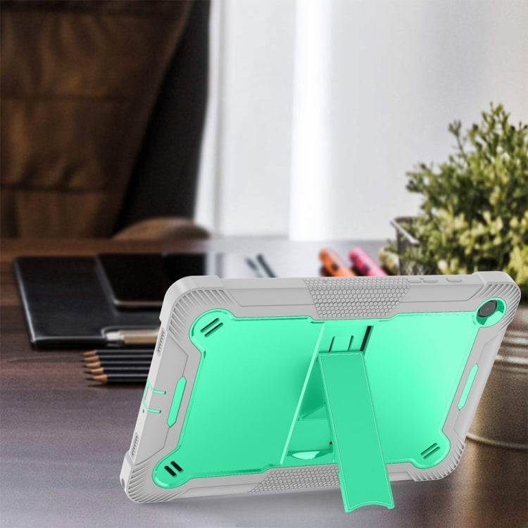 For Samsung Galaxy Tab A9+/A11+ Shockproof Silicone Hybrid PC Tablet Case with Holder(Mint Green + Grey) by bashfashion