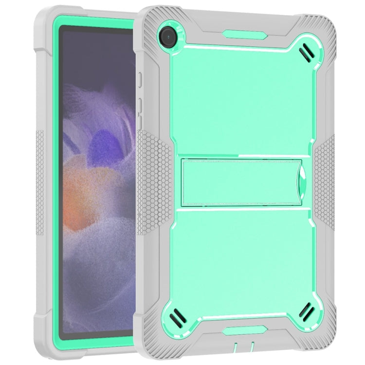 For Samsung Galaxy Tab A9/A11 Shockproof Silicone Hybrid PC Tablet Case with Holder(Mint Green + Grey) by bashfashion