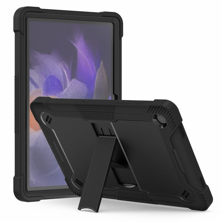 For Samsung Galaxy Tab A9/A11 Shockproof Silicone Hybrid PC Tablet Case with Holder(Black) by bashfashion
