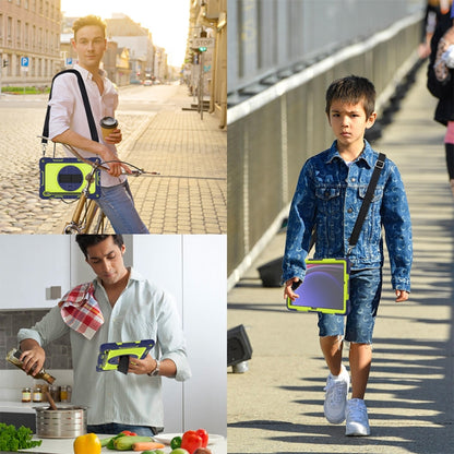 For Samsung Galaxy Tab S9 360 Degree Rotation PC Contrast Silicone Tablet Case(Navy Blue + Yellow Green) by bashfashion