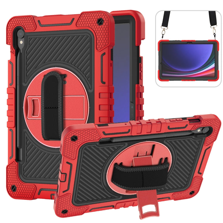 For Samsung Galaxy Tab S9 360 Degree Rotation PC Contrast Silicone Tablet Case(Red + Black) by bashfashion