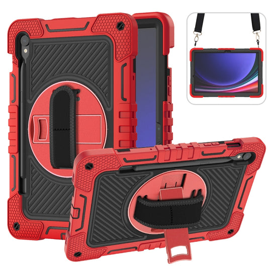 For Samsung Galaxy Tab S9 360 Degree Rotation PC Contrast Silicone Tablet Case(Red + Black) by bashfashion