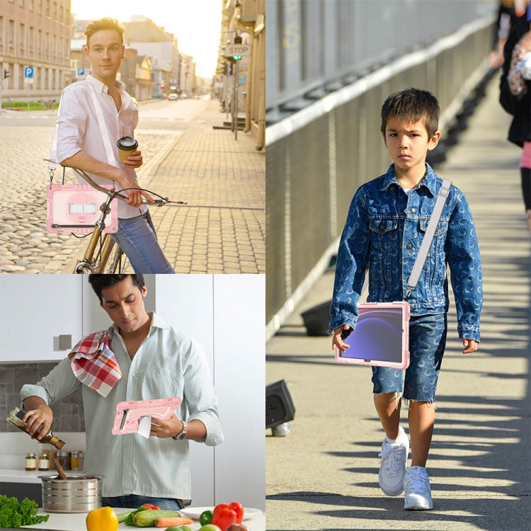 For Samsung Galaxy Tab S9 360 Degree Rotation PC Contrast Silicone Tablet Case(Rose Gold) by bashfashion