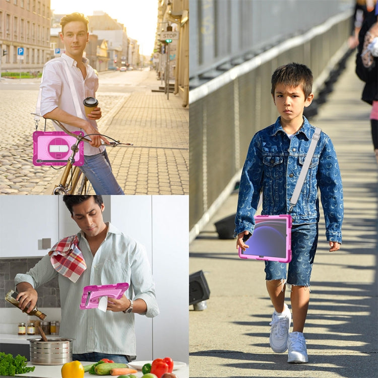 For Samsung Galaxy Tab S9 360 Degree Rotation PC Contrast Silicone Tablet Case(Rose Red + Pink) by bashfashion