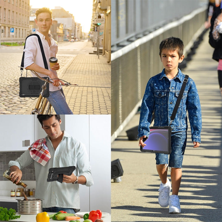 For Samsung Galaxy Tab S9 360 Degree Rotation PC Contrast Silicone Tablet Case(Black) by bashfashion