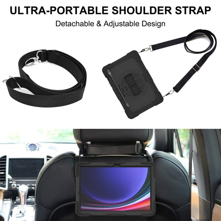 For Samsung Galaxy Tab S9 360 Degree Rotation PC Contrast Silicone Tablet Case(Black) by bashfashion