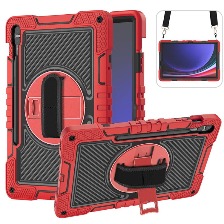 For Samsung Galaxy Tab S9+ 360 Degree Rotation PC Contrast Silicone Tablet Case(Red + Black) by bashfashion