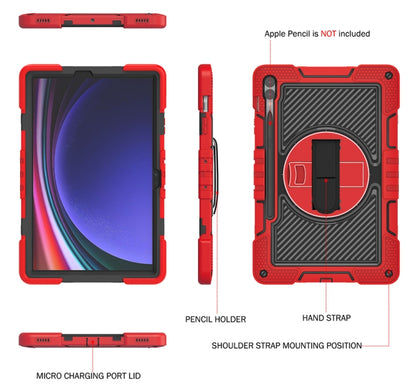 For Samsung Galaxy Tab S9+ 360 Degree Rotation PC Contrast Silicone Tablet Case(Red + Black) by bashfashion