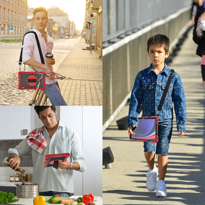 For Samsung Galaxy Tab S9+ 360 Degree Rotation PC Contrast Silicone Tablet Case(Red + Black) by bashfashion