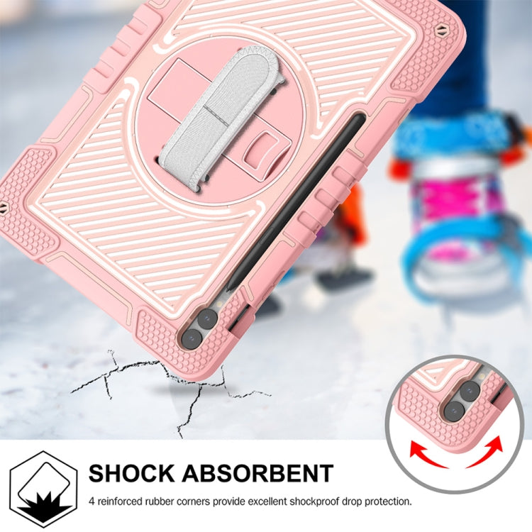 For Samsung Galaxy Tab S9+ 360 Degree Rotation PC Contrast Silicone Tablet Case(Rose Gold) by bashfashion