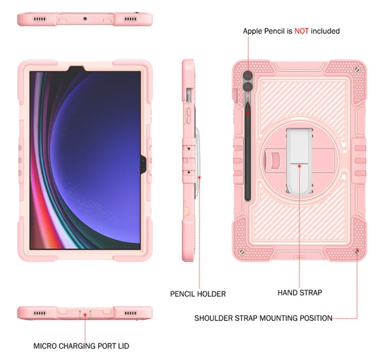 For Samsung Galaxy Tab S9+ 360 Degree Rotation PC Contrast Silicone Tablet Case(Rose Gold) by bashfashion