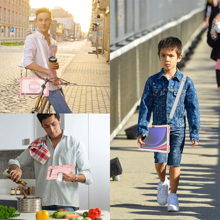 For Samsung Galaxy Tab S9+ 360 Degree Rotation PC Contrast Silicone Tablet Case(Rose Gold) by bashfashion