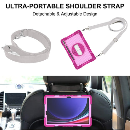 For Samsung Galaxy Tab S9+ 360 Degree Rotation PC Contrast Silicone Tablet Case(Rose Red + Pink) by bashfashion