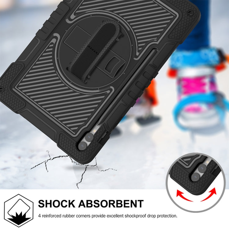 For Samsung Galaxy Tab S9+ 360 Degree Rotation PC Contrast Silicone Tablet Case(Black) by bashfashion