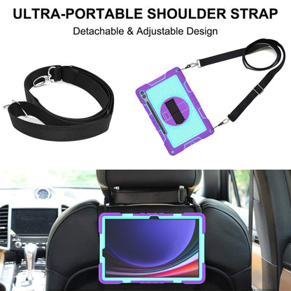 For Samsung Galaxy Tab S9+ 360 Degree Rotation PC Contrast Silicone Tablet Case(Purple + Mint Green) by bashfashion