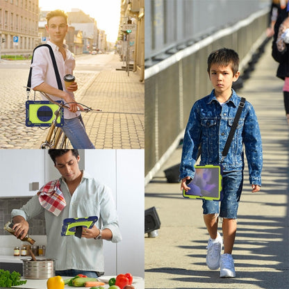 For Samsung Galaxy Tab A9+/A11+ 360 Degree Rotation PC Contrast Silicone Tablet Case(Navy Blue + Yellow Green) by bashfashion