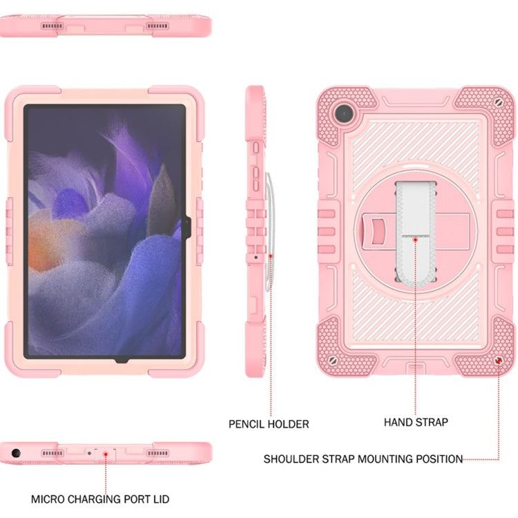 For Samsung Galaxy Tab A9+/A11+ 360 Degree Rotation PC Contrast Silicone Tablet Case(Rose Gold) by bashfashion