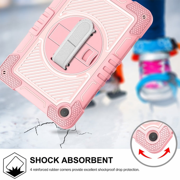 For Samsung Galaxy Tab A9+/A11+ 360 Degree Rotation PC Contrast Silicone Tablet Case(Rose Gold) by bashfashion