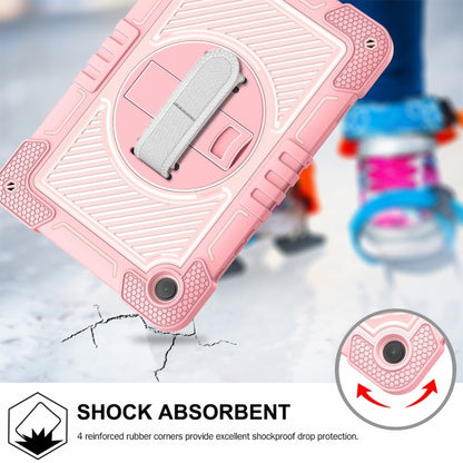 For Samsung Galaxy Tab A9+/A11+ 360 Degree Rotation PC Contrast Silicone Tablet Case(Rose Gold) by bashfashion
