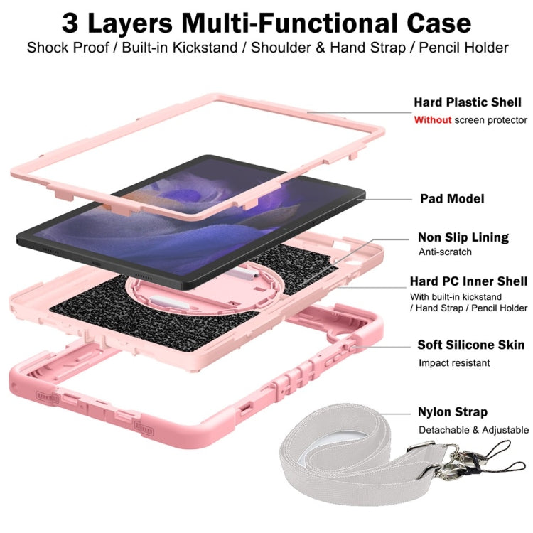 For Samsung Galaxy Tab A9+/A11+ 360 Degree Rotation PC Contrast Silicone Tablet Case(Rose Gold) by bashfashion