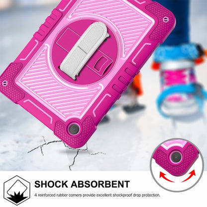 For Samsung Galaxy Tab A9+/A11+ 360 Degree Rotation PC Contrast Silicone Tablet Case(Rose Red + Pink) by bashfashion