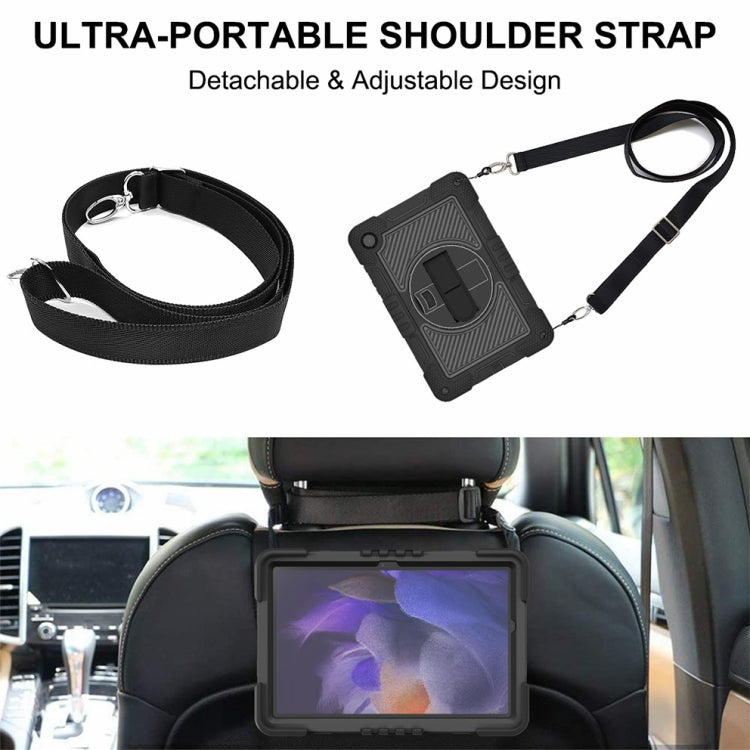 For Samsung Galaxy Tab A9+/A11+ 360 Degree Rotation PC Contrast Silicone Tablet Case(Black) by bashfashion