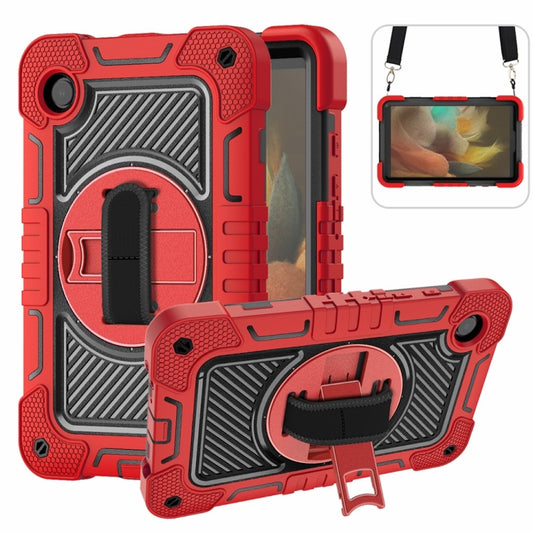 For Samsung Galaxy Tab A9/A11 360 Degree Rotation PC Contrast Silicone Tablet Case(Red + Black) by bashfashion