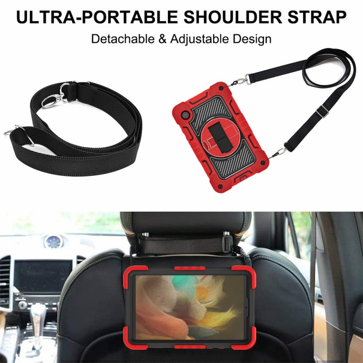 For Samsung Galaxy Tab A9/A11 360 Degree Rotation PC Contrast Silicone Tablet Case(Red + Black) by bashfashion