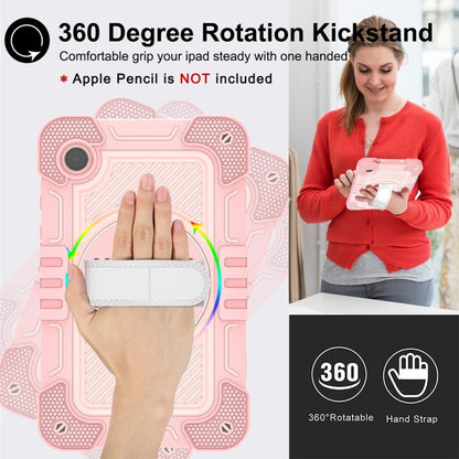 For Samsung Galaxy Tab A9/A11 360 Degree Rotation PC Contrast Silicone Tablet Case(Rose Gold) by bashfashion
