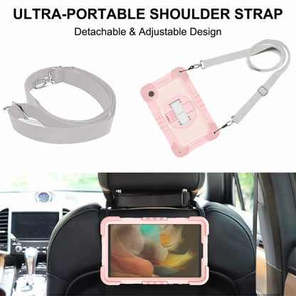 For Samsung Galaxy Tab A9/A11 360 Degree Rotation PC Contrast Silicone Tablet Case(Rose Gold) by bashfashion