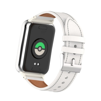 For Xiaomi Smart Band 9 Pro / 8 Pro 18mm Microfiber Sewing Leather Watch Band(White+Ivory White) by bashfashion