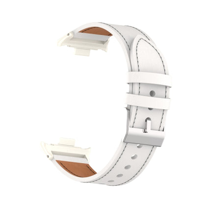 For Xiaomi Smart Band 9 Pro / 8 Pro 18mm Microfiber Sewing Leather Watch Band(White+Ivory White) by bashfashion