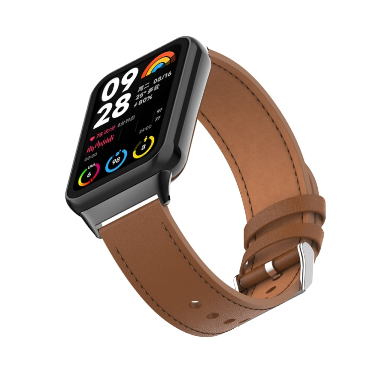 For Xiaomi Smart Band 9 Pro / 8 Pro 18mm Microfiber Sewing Leather Watch Band(Brown) by bashfashion