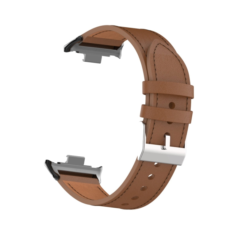 For Xiaomi Smart Band 9 Pro / 8 Pro 18mm Microfiber Sewing Leather Watch Band(Brown) by bashfashion