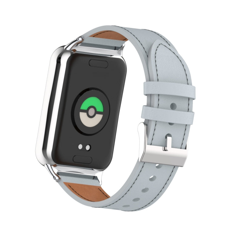 For Xiaomi Smart Band 9 Pro / 8 Pro 18mm Microfiber Sewing Leather Watch Band(Grey) by bashfashion