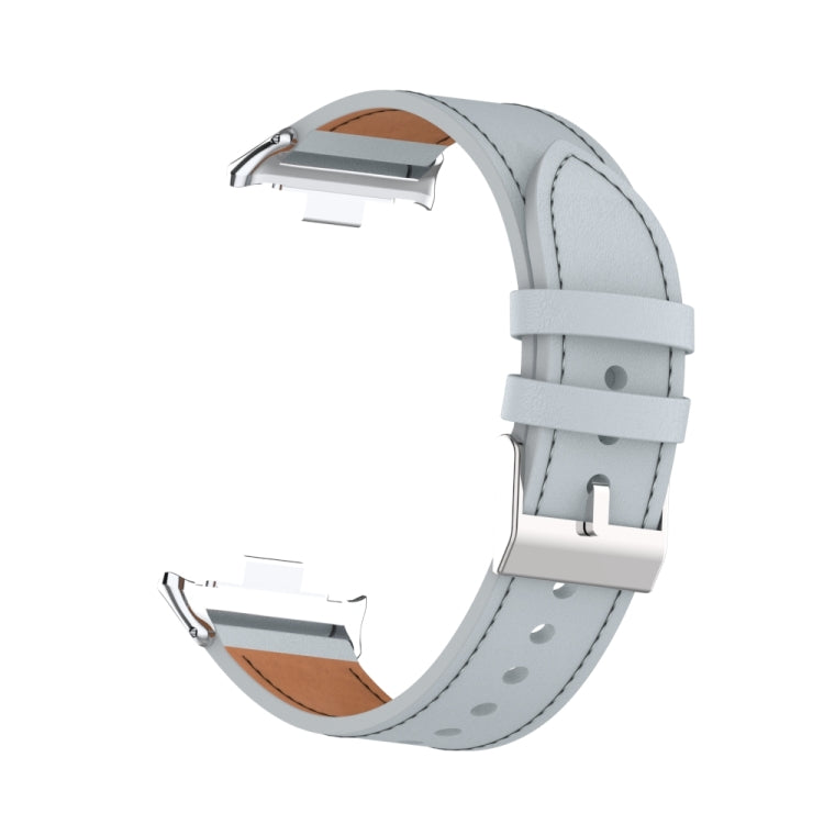 For Xiaomi Smart Band 9 Pro / 8 Pro 18mm Microfiber Sewing Leather Watch Band(Grey) by bashfashion