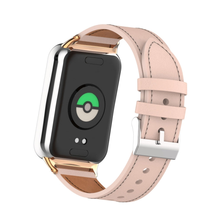 For Xiaomi Smart Band 9 Pro / 8 Pro 18mm Microfiber Sewing Leather Watch Band(Pink) by bashfashion