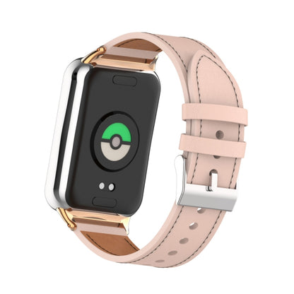 For Xiaomi Smart Band 9 Pro / 8 Pro 18mm Microfiber Sewing Leather Watch Band(Pink) by bashfashion