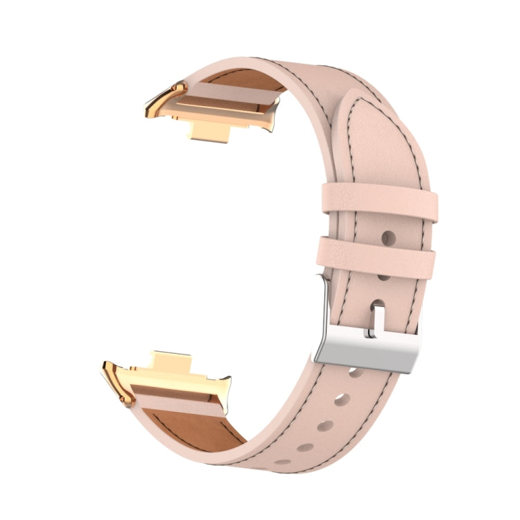 For Xiaomi Smart Band 9 Pro / 8 Pro 18mm Microfiber Sewing Leather Watch Band(Pink) by bashfashion