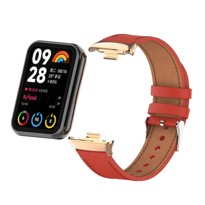 For Xiaomi Smart Band 9 Pro / 8 Pro 18mm Microfiber Sewing Leather Watch Band(Red) by bashfashion