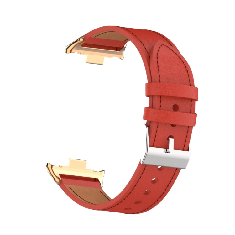 For Xiaomi Smart Band 9 Pro / 8 Pro 18mm Microfiber Sewing Leather Watch Band(Red) by bashfashion
