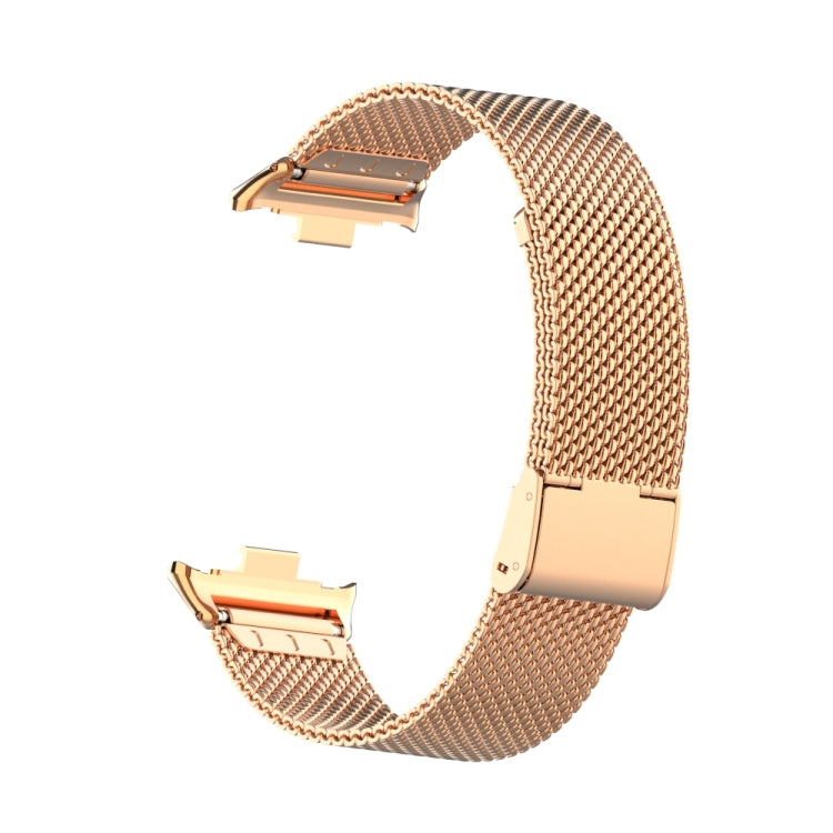 For Xiaomi Smart Band 9 Pro / 8 Pro 18mm Steel Mesh Buckle Metal Watch Band(Rose Gold) by bashfashion